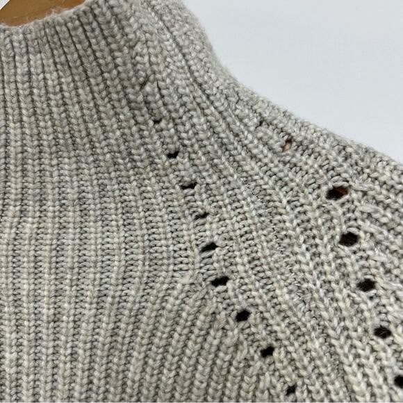 H&M Sweater Oatmeal Funnel Neck Long Sleeve Oversized Knit beige cream Size XS - Picture 5 of 8